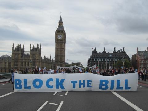 Block the bill demonstration next to Westminster.
