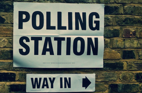 Polling station sign