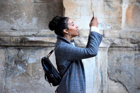 teenager using smartphone