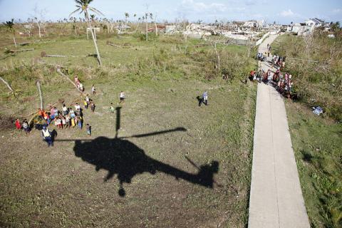 photo of aid arriving on a Philippines island