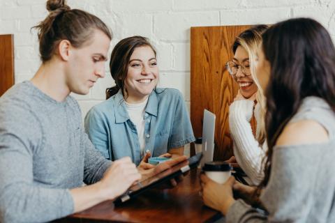 Smiling office workers