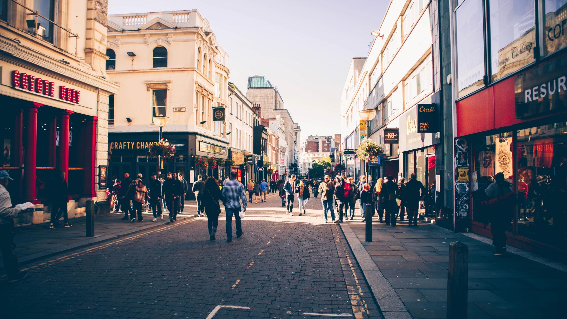 A sunny day on a street in the UK