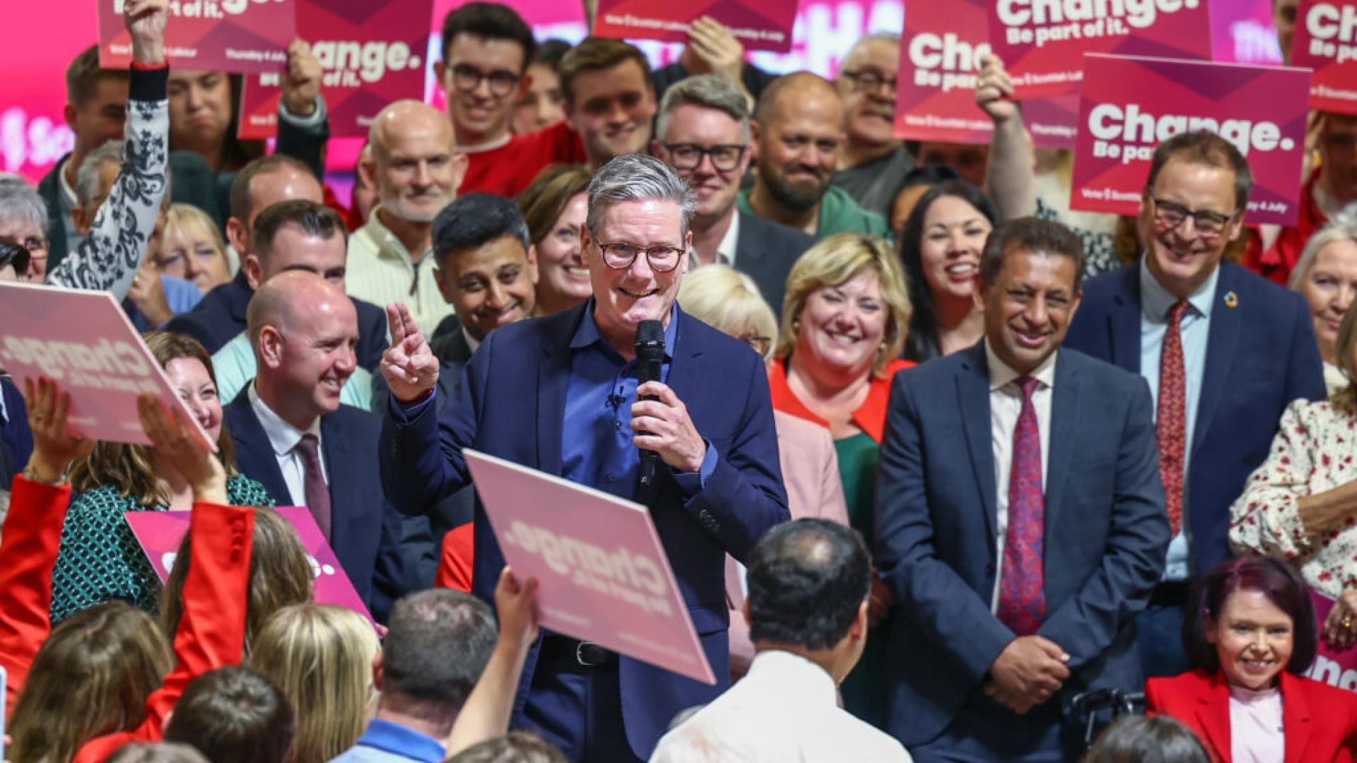 Sir Kier Starmer celebrating Labour's election win