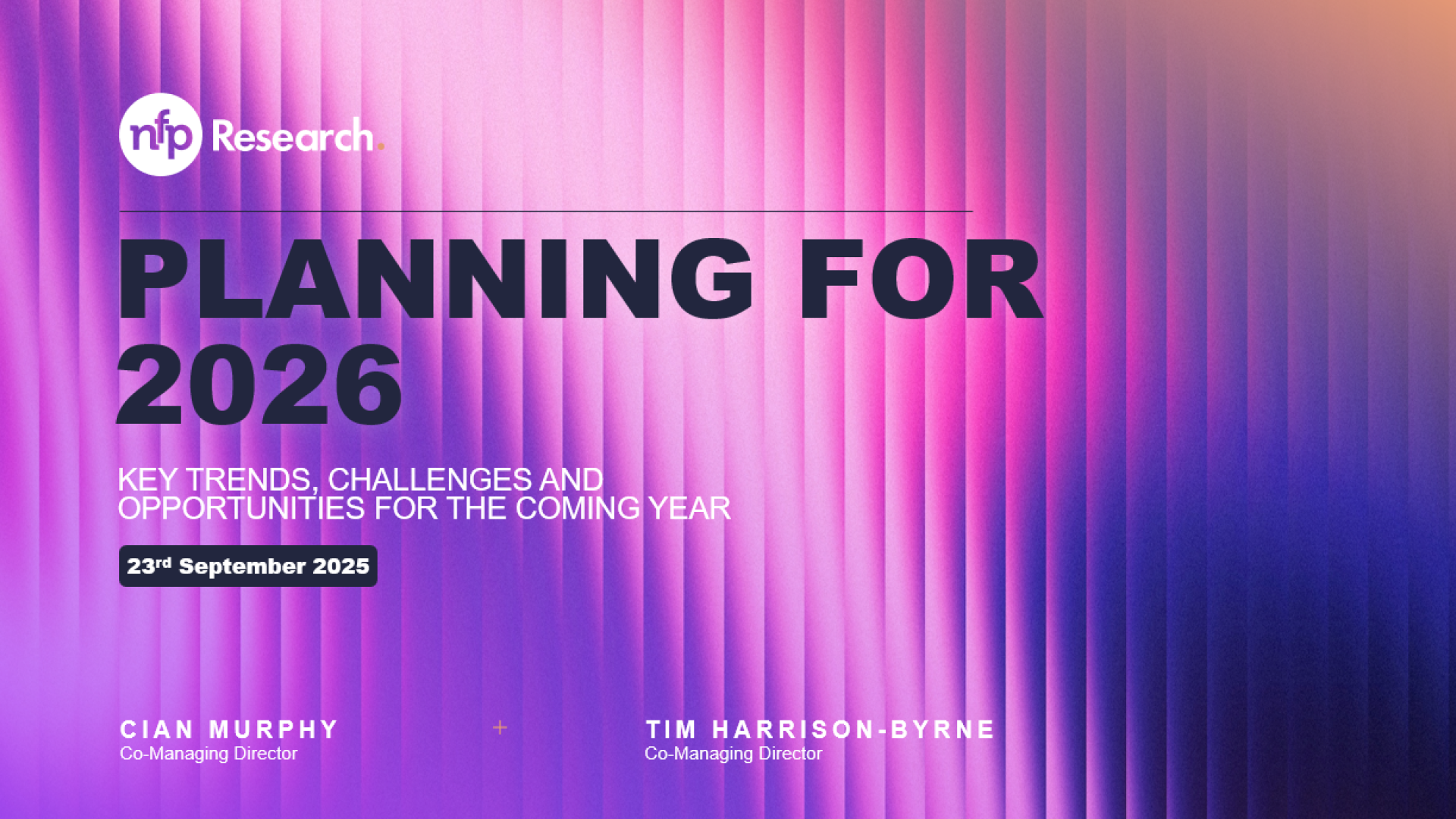 Image shows the welcome banner for the webinar, reading "Planning for 2026. Key trends, challenges and opportunities for nonprofits."