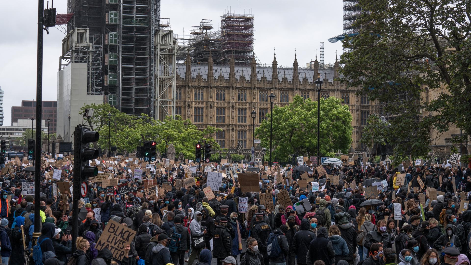Black Lives Matter protests outside Westminster in Summer 2020